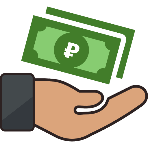 Money Notes Receiving Rouble Color Icon in SVG, PNG formats