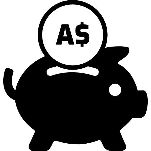 Piggy Saving Australian Dollar Black Icon in SVG, PNG formats
