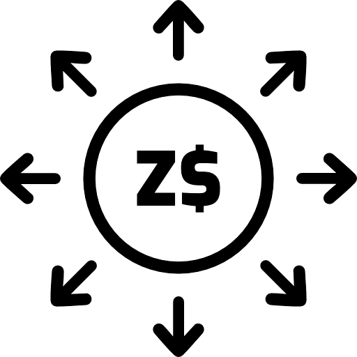 Zimbabwean Dollar Investment Diversification Icon in SVG, PNG formats