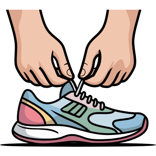 Tying Shoelaces On Running Shoes Icon in SVG, PNG formats