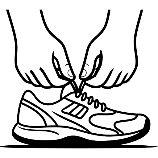 Tying Shoelaces On Running Shoes Outline Icon in SVG, PNG formats