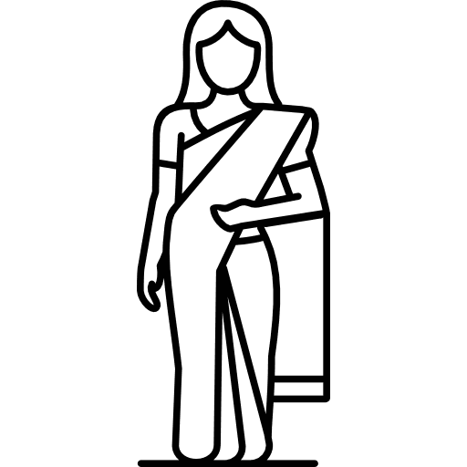 Woman Wearing Draped Saree Outline Icon in SVG, PNG formats