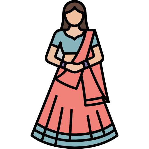 Woman Wearing Lehenga Icon in SVG, PNG formats