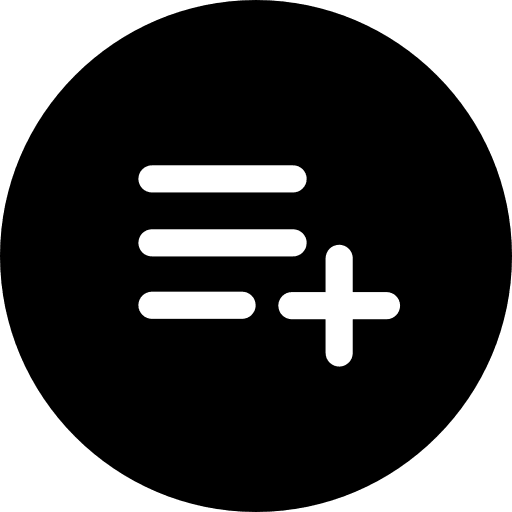 Music Player Add Playlist Queue Round Black Icon in SVG, PNG formats