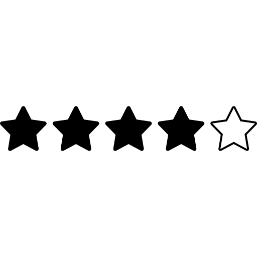 Four Star Rating Black Icon in SVG, PNG formats