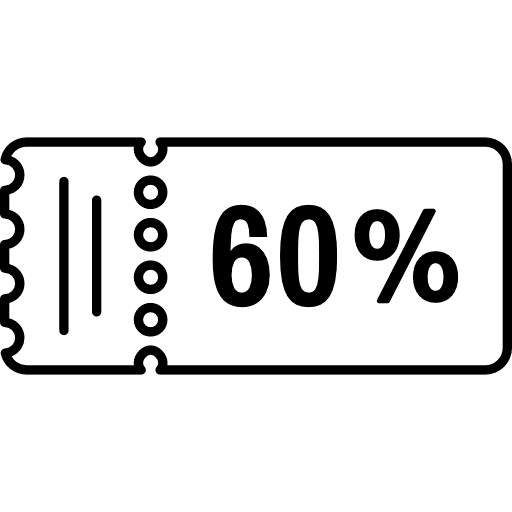 Voucher Discount 60 off Icon in SVG, PNG formats