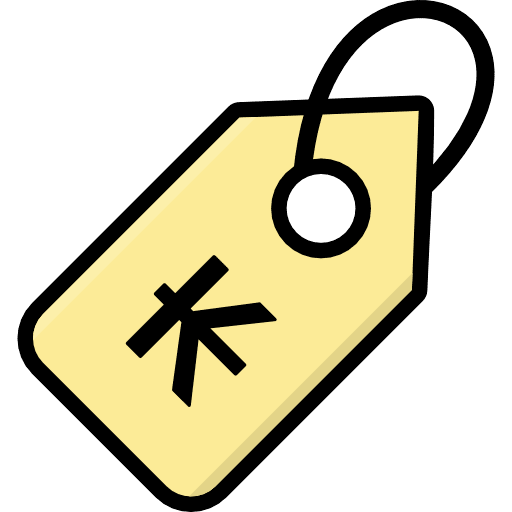 Yellow Price Tag Laos Kip Icon in SVG, PNG formats