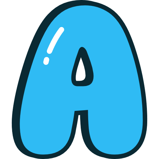 Bubble Letter A Blue Icon in SVG, PNG formats