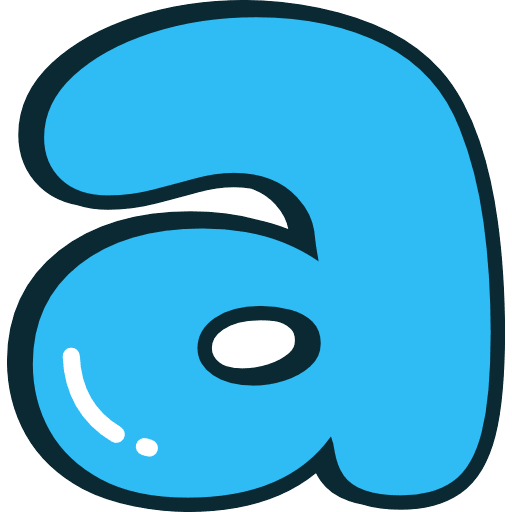 Bubble Letter A Lowercase Blue Icon in SVG, PNG formats