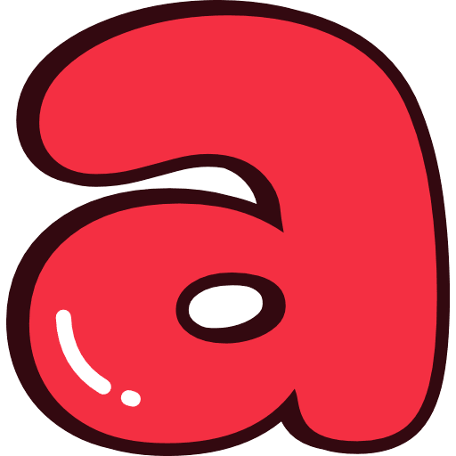 Bubble Letter A Lowercase Red Icon in SVG, PNG formats