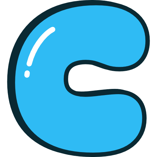 Bubble Letter C Blue Icon in SVG, PNG formats