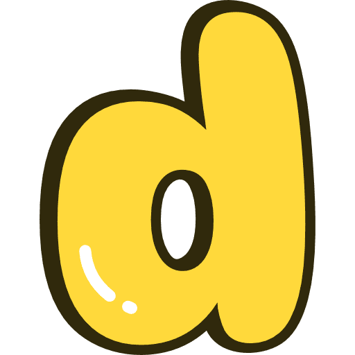 Bubble Letter D Lowercase Yellow Icon in SVG, PNG formats