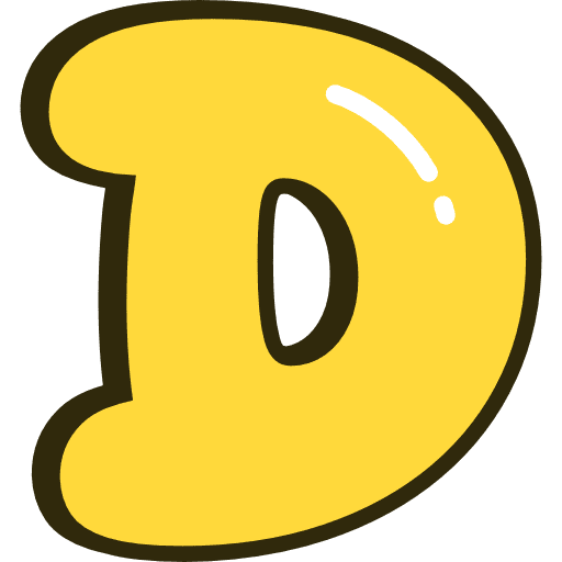 Bubble Letter D Yellow Icon in SVG, PNG formats