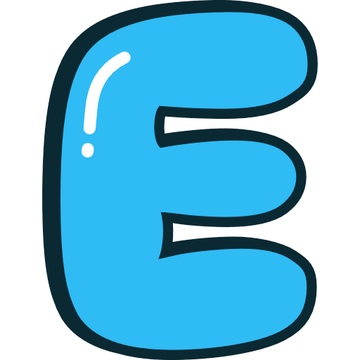 Bubble Letter E Blue Icon in SVG, PNG formats