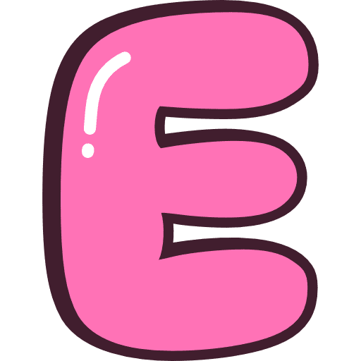 Bubble Letter E Pink Icon in SVG, PNG formats