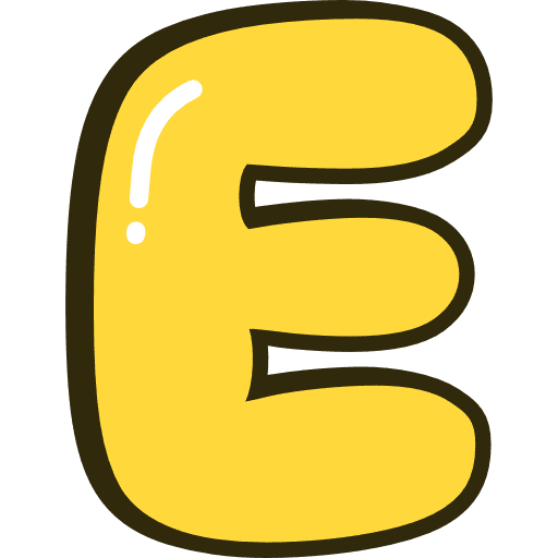 Bubble Letter E Yellow Icon in SVG, PNG formats