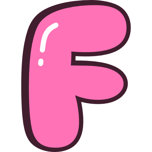 Bubble Letter F Pink Icon in SVG, PNG formats
