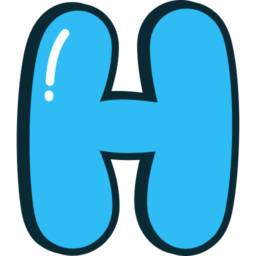 Bubble Letter H Blue Icon in SVG, PNG formats