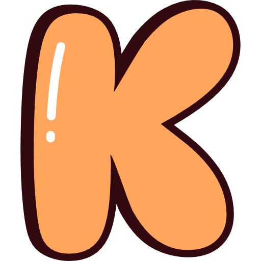 Bubble Letter K Orange Icon in SVG, PNG formats
