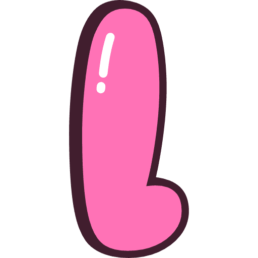 Bubble Letter L Lowercase Pink Icon in SVG, PNG formats