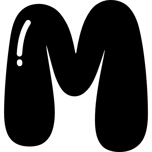 Bubble Letter M Black Icon in SVG, PNG formats