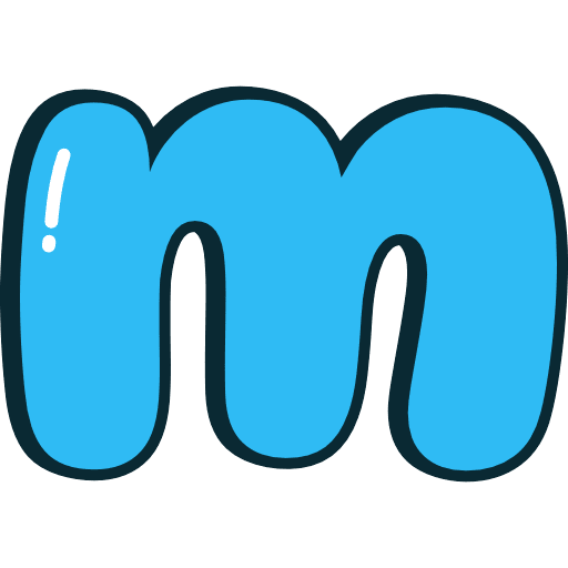 Bubble Letter M Lowercase Blue Icon in SVG, PNG formats