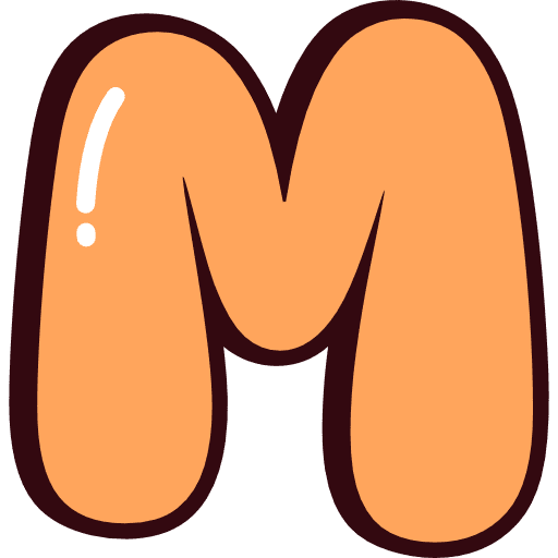 Bubble Letter M Orange Icon in SVG, PNG formats