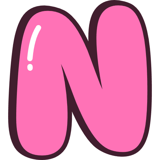 Bubble Letter N Pink Icon in SVG, PNG formats