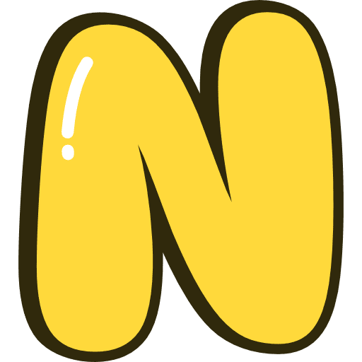 Bubble Letter N Yellow Icon in SVG, PNG formats
