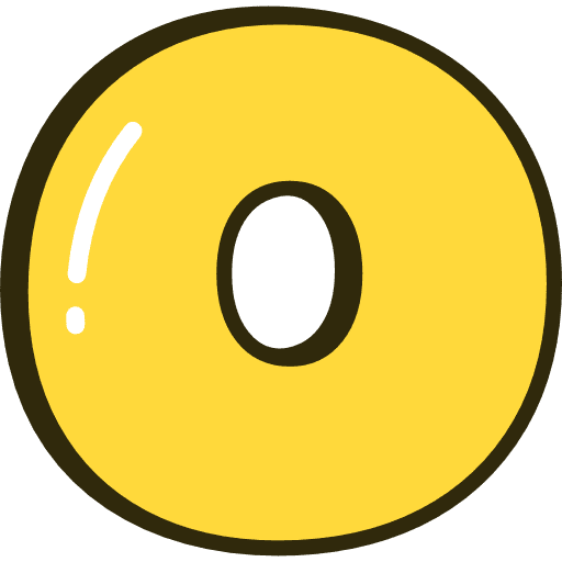 Bubble Letter O Lowercase Yellow Icon in SVG, PNG formats