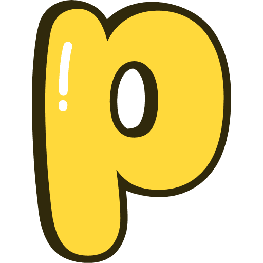 Bubble Letter P Lowercase Yellow Icon in SVG, PNG formats