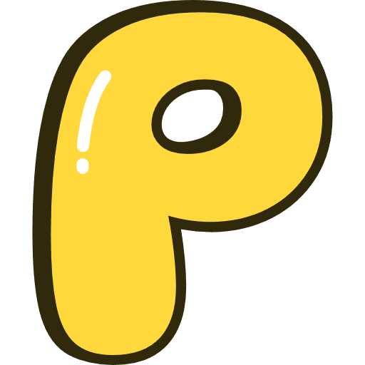 Bubble Letter P Yellow Icon in SVG, PNG formats