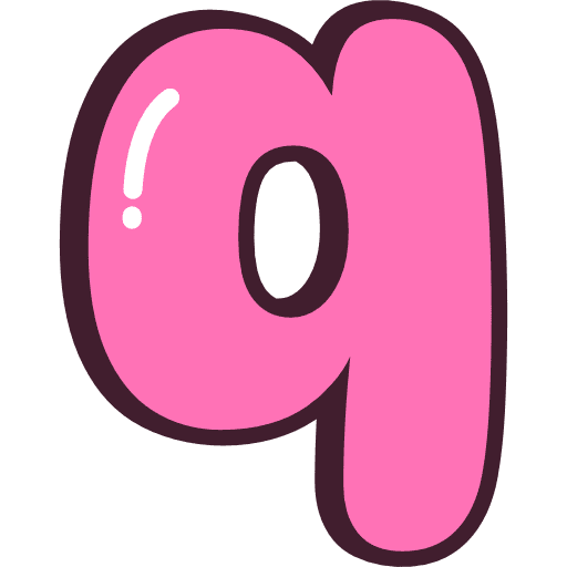 Bubble Letter Q Lowercase Pink Icon in SVG, PNG formats