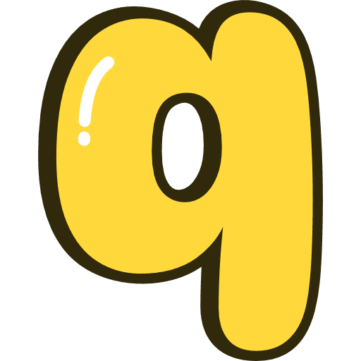 Bubble Letter Q Lowercase Yellow Icon in SVG, PNG formats