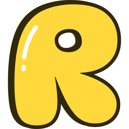 Bubble Letter R Yellow Icon in SVG, PNG formats