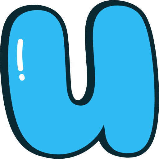 Bubble Letter U Lowercase Blue Icon in SVG, PNG formats