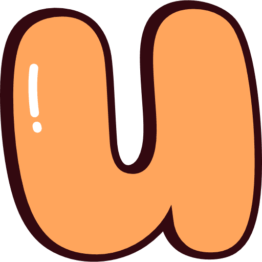 Bubble Letter U Lowercase Orange Icon in SVG, PNG formats