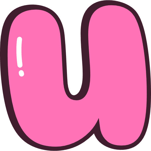 Bubble Letter U Lowercase Pink Icon in SVG, PNG formats
