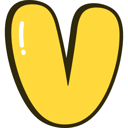 Bubble Letter V Lowercase Yellow Icon in SVG, PNG formats