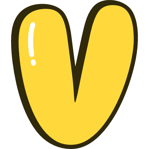 Bubble Letter V Yellow Icon in SVG, PNG formats