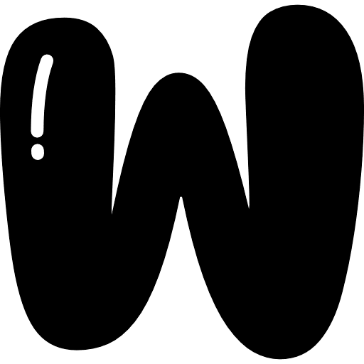 Bubble Letter W Black Icon in SVG, PNG formats