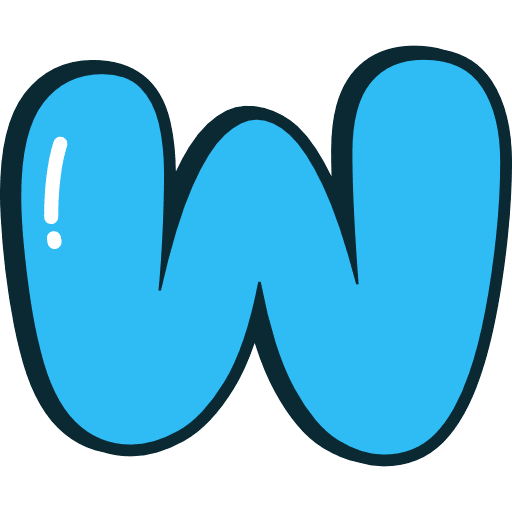 Bubble Letter W Lowercase Blue Icon in SVG, PNG formats