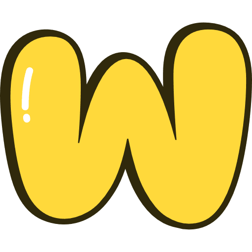 Bubble Letter W Lowercase Yellow Icon in SVG, PNG formats