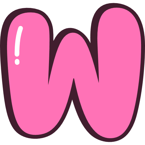 Bubble Letter W Pink Icon in SVG, PNG formats