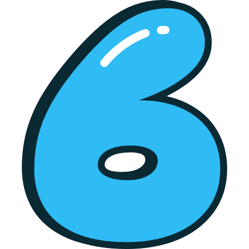 Bubble Number 6 Blue Icon in SVG, PNG formats