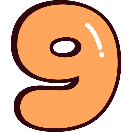 Bubble Number 9 Orange Icon in SVG, PNG formats