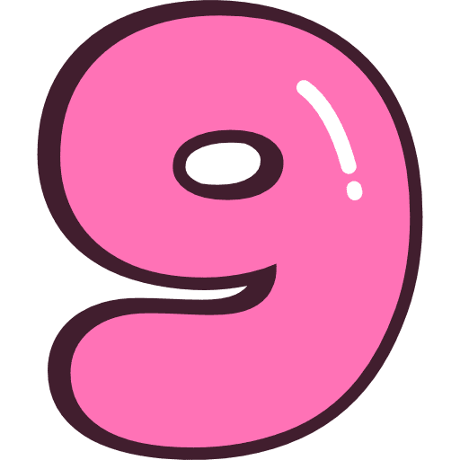 Bubble Number 9 Pink Icon in SVG, PNG formats