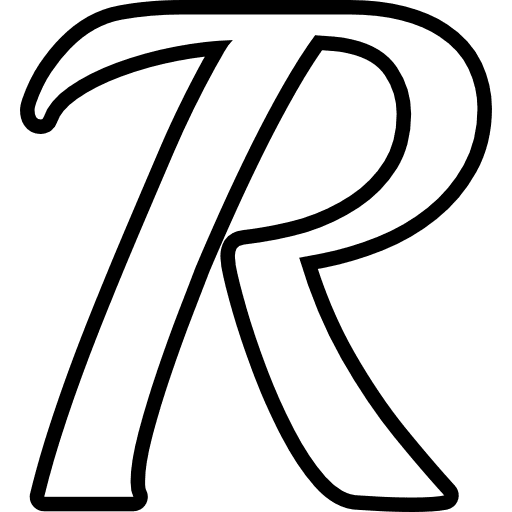 Fancy Letter R Outline Icon in SVG, PNG formats