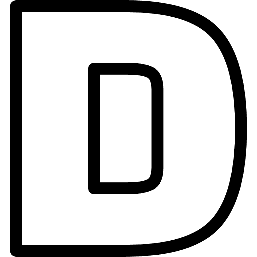 Letter D Outline Icon in SVG, PNG formats