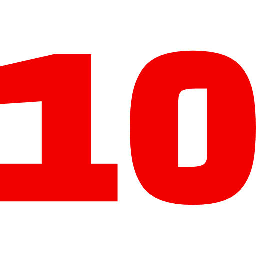 Number 10 Red Transparent Icon in SVG, PNG formats